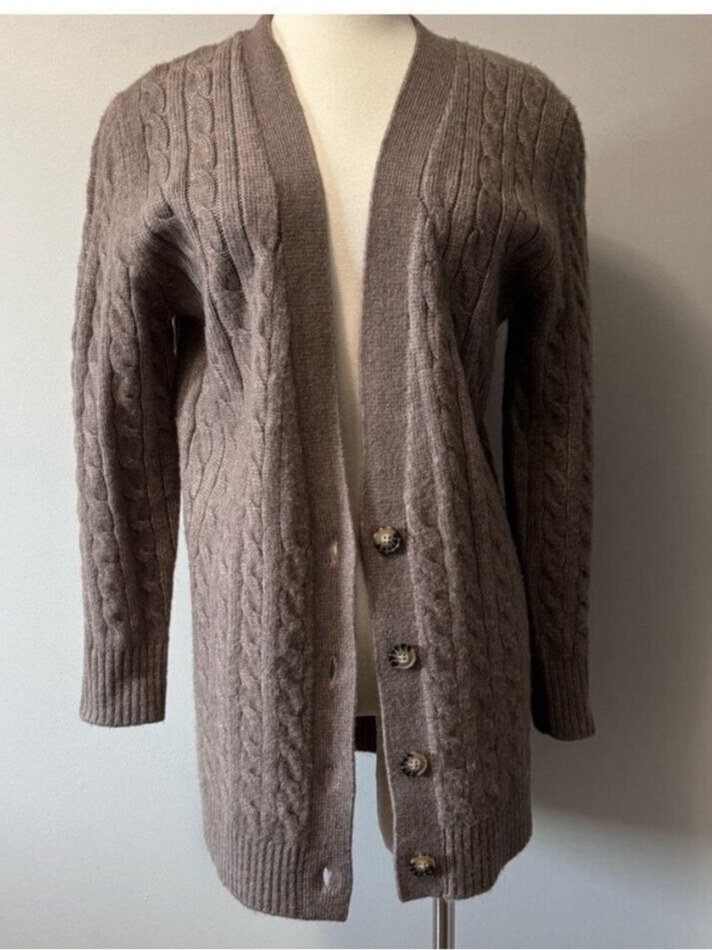 Guess Women's Brown Cable Knit Cardigan XS